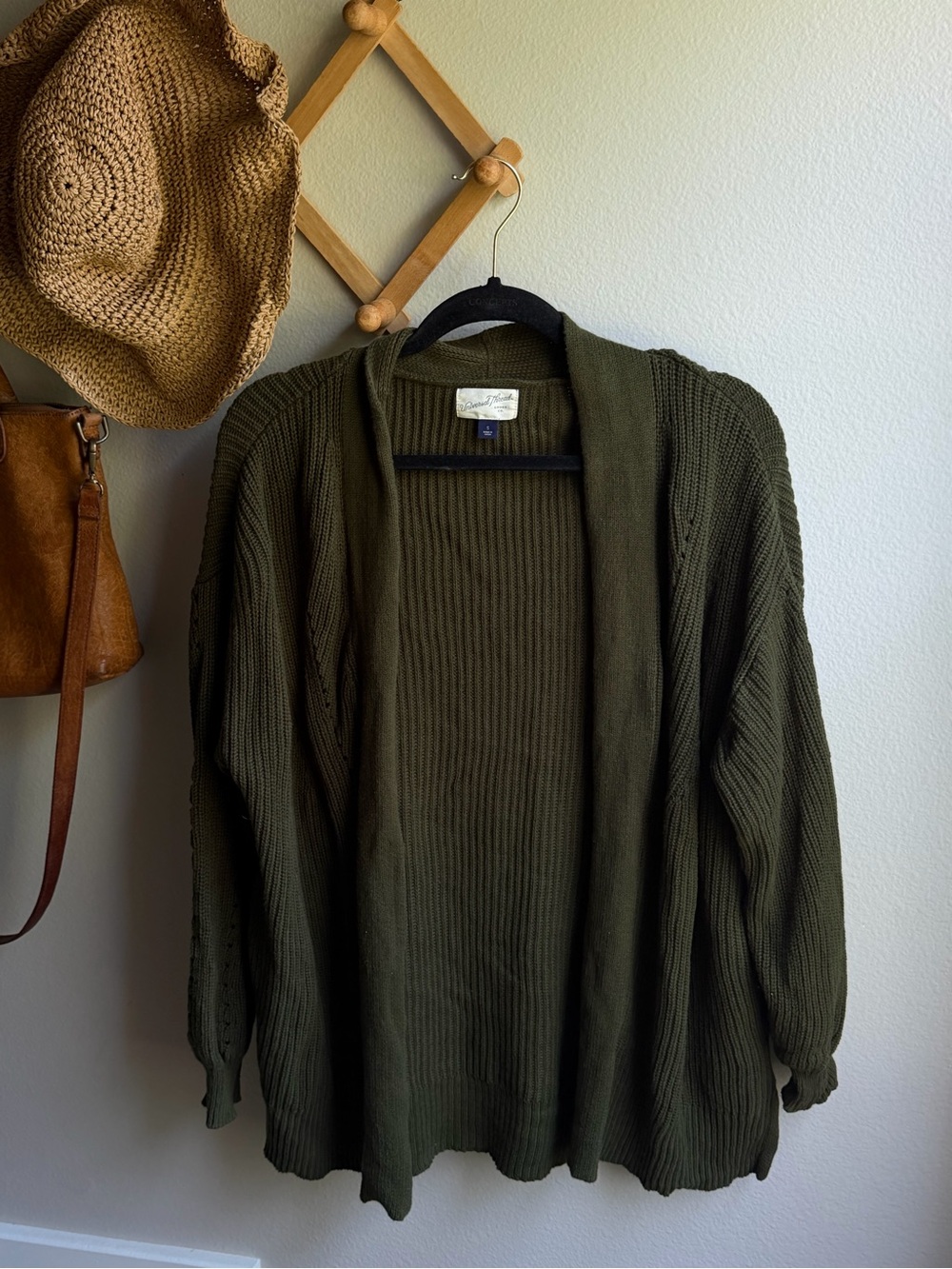 Universal Thread Olive Green Open-Front Ribbed Cardigan - Picture 8 of 8